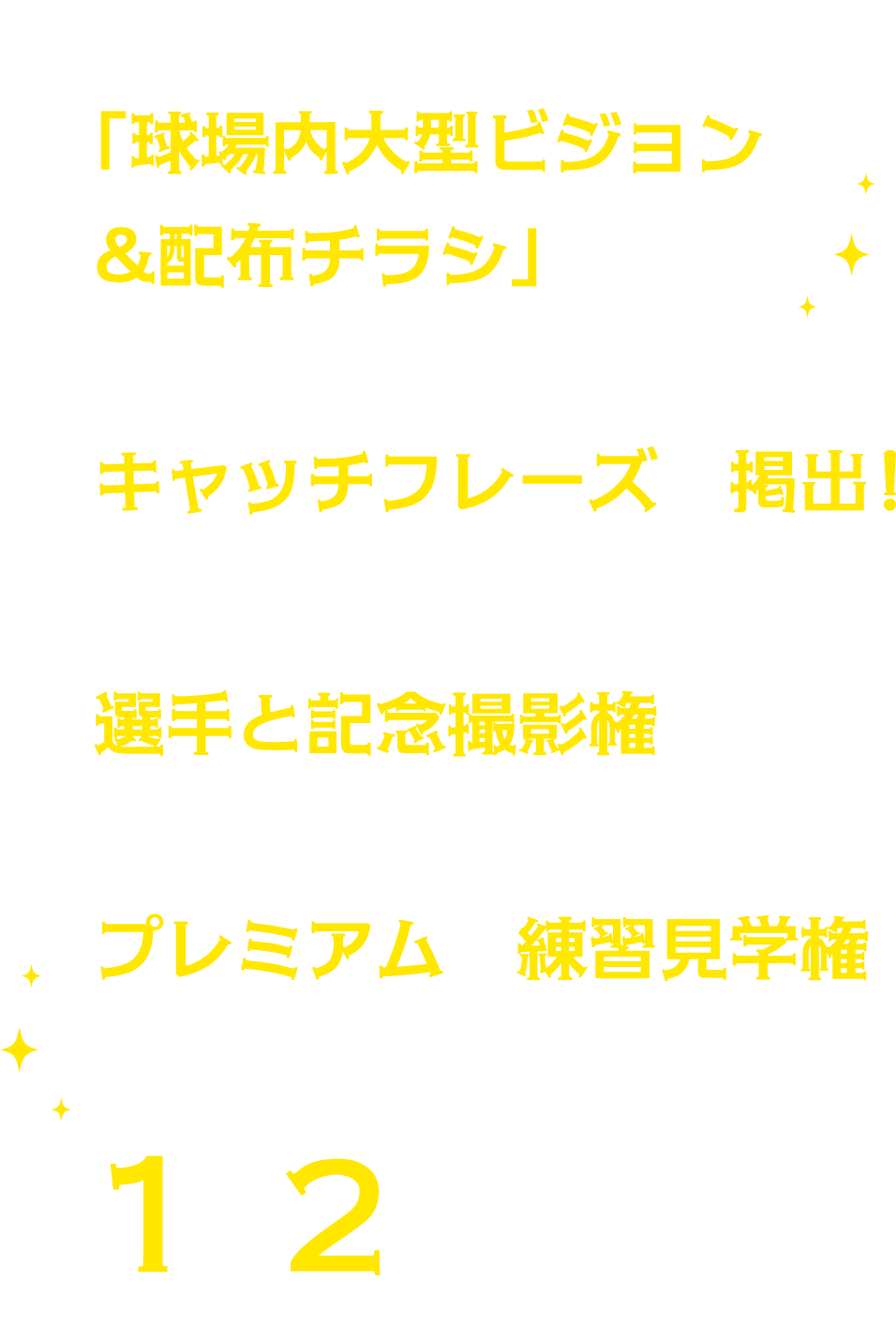 2025年9月23日（火・祝） 「球場内大型ビジョン&チラシ」に、あなたのキャッチフレーズが掲出！ + グラウンドに降りてプレミアム練習見学権（ペア観戦チケット付） 1組2名さま