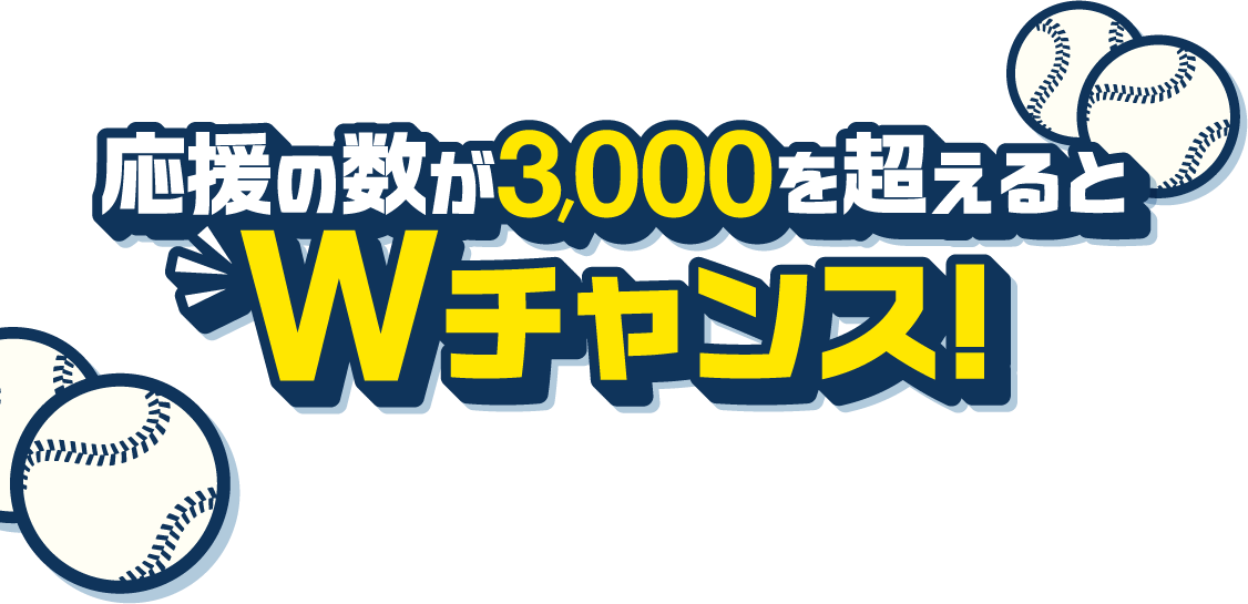 応援の数が3,000を超えると Wチャンス！