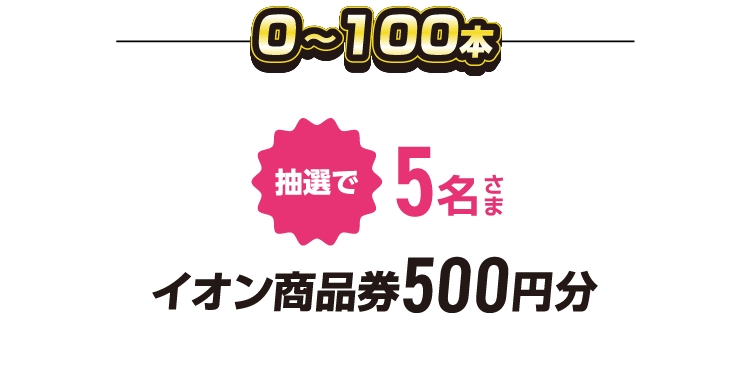 0〜100本 抽選で5名さま イオン商品券500円分